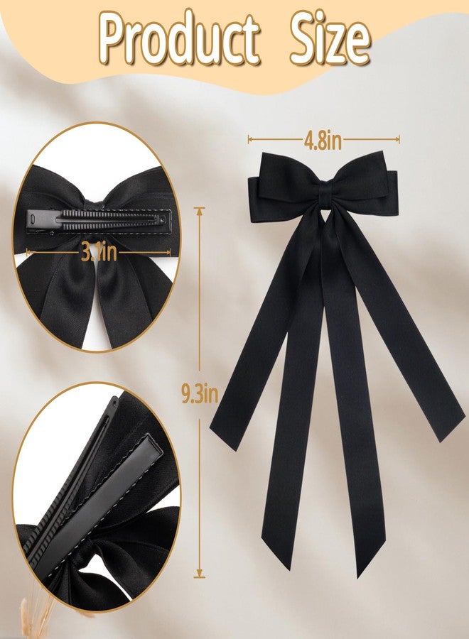 MIKONIKO Bow Hair Clips 2PCS Set for Women and Girls - Black White Ribbon Bows for Hair, with Long Tail, Alligator Clip (Black & Red) - Image 4
